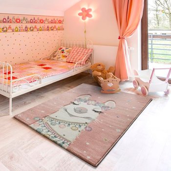 Alfombras 100% Polipropileno HEAT-SET FRISÈ Alfombra infantil camello rosa 
